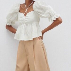 Zara peplum top in oyster white. New without tag. Size medium